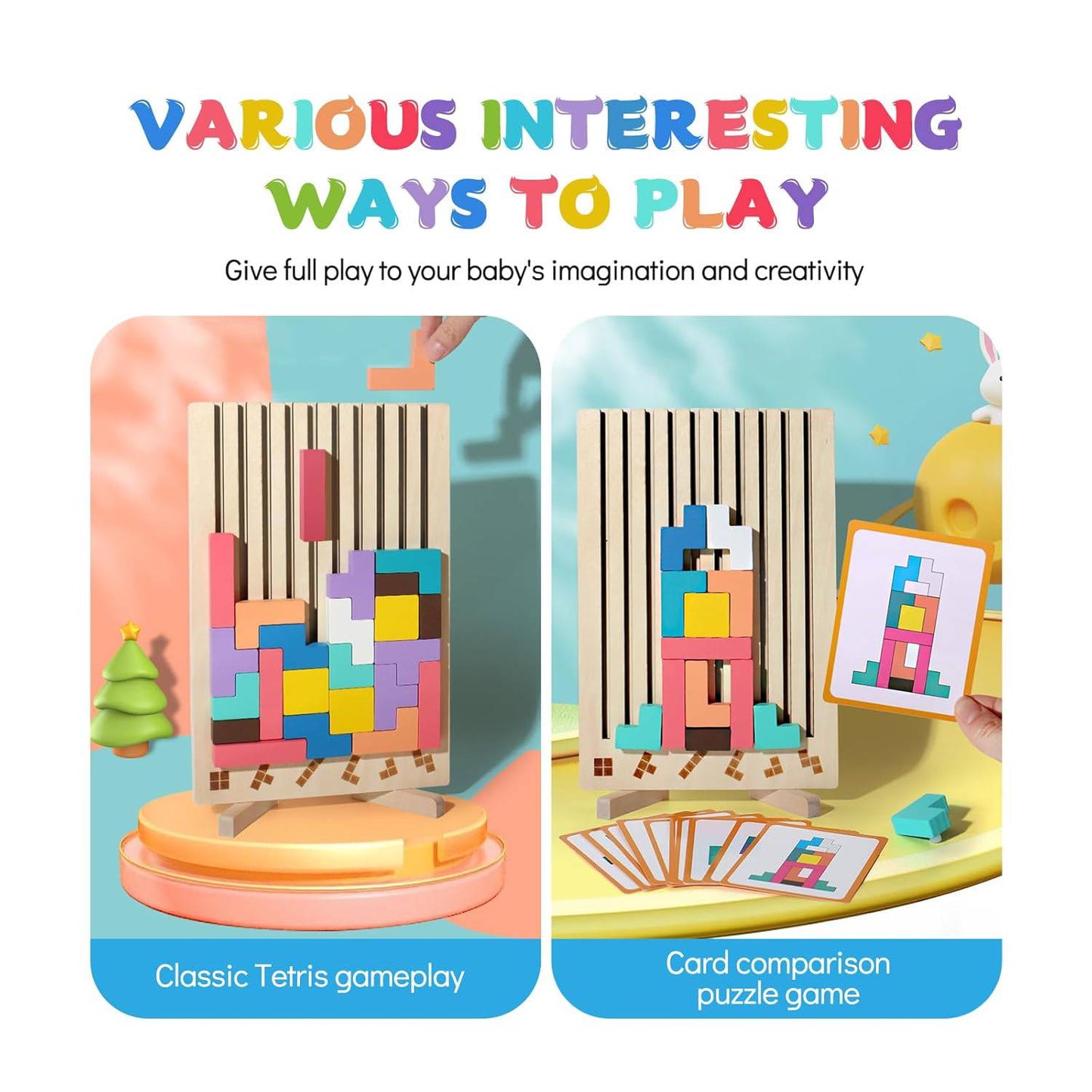 MontessoriLernwelt Montessori Tetris Holzpuzzle Lernspielzeug ab 3 Jahren