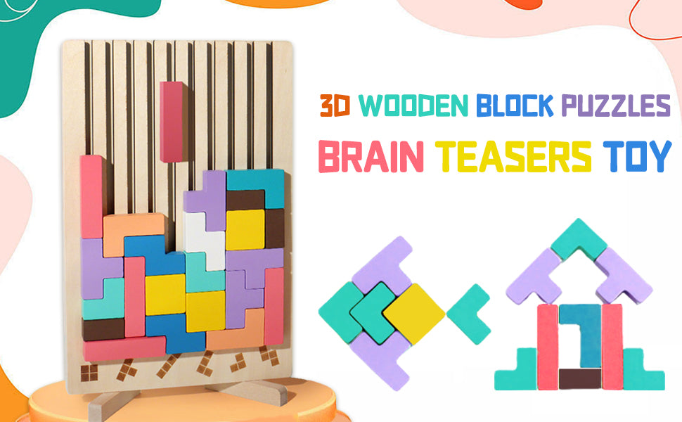 MontessoriLernwelt Montessori Tetris Holzpuzzle Lernspielzeug ab 3 Jahren