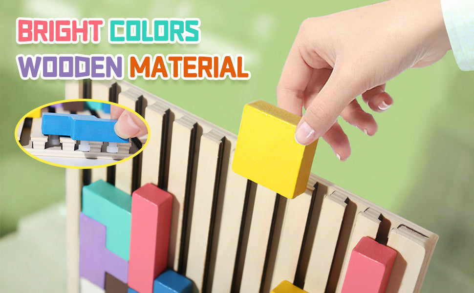 MontessoriLernwelt Montessori Tetris Holzpuzzle Lernspielzeug ab 3 Jahren