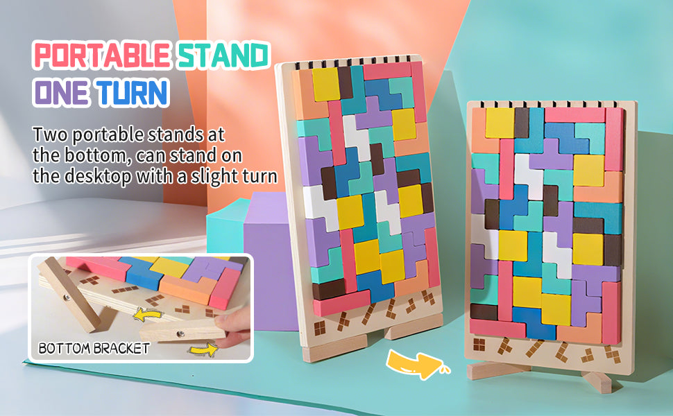 MontessoriLernwelt Montessori Tetris Holzpuzzle Lernspielzeug ab 3 Jahren