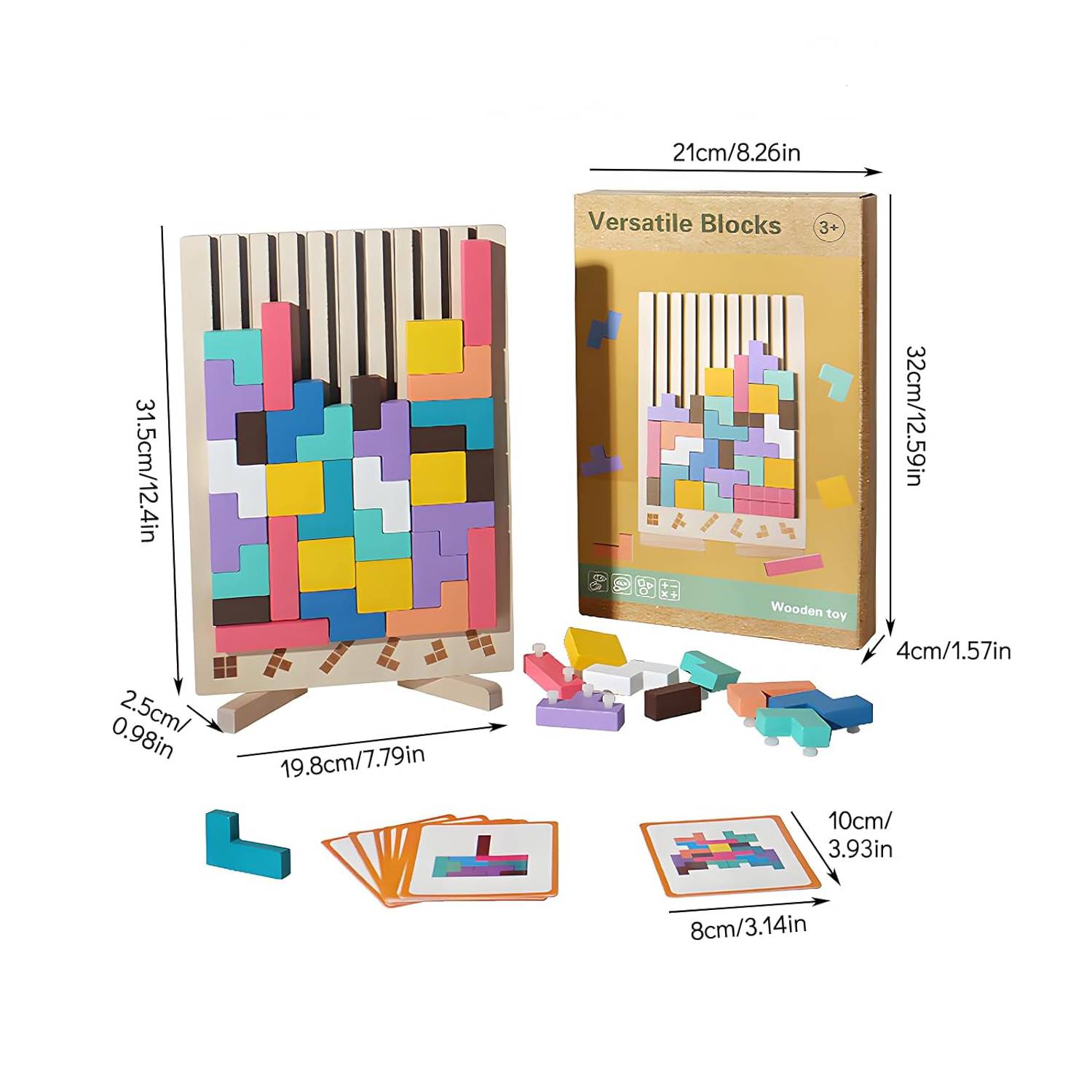 MontessoriLernwelt Montessori Tetris Holzpuzzle Lernspielzeug ab 3 Jahren