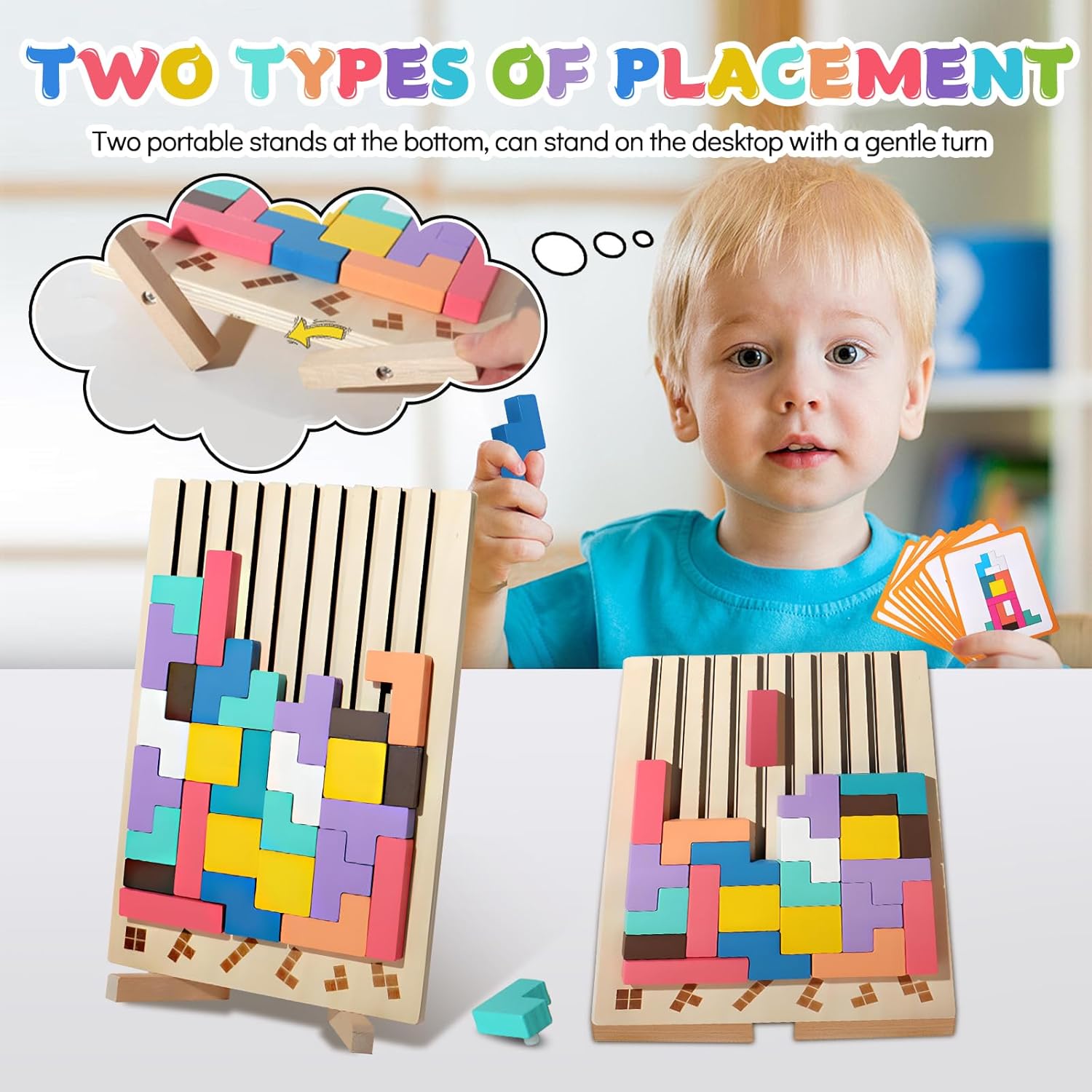 MontessoriLernwelt Montessori Tetris Holzpuzzle Lernspielzeug ab 3 Jahren