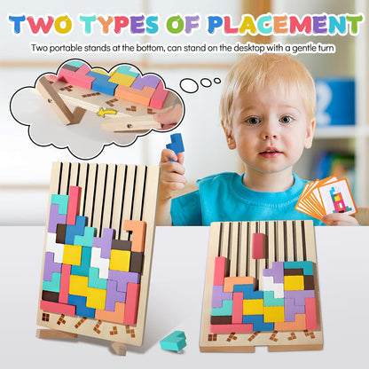 MontessoriLernwelt Montessori Tetris Holzpuzzle Lernspielzeug ab 3 Jahren