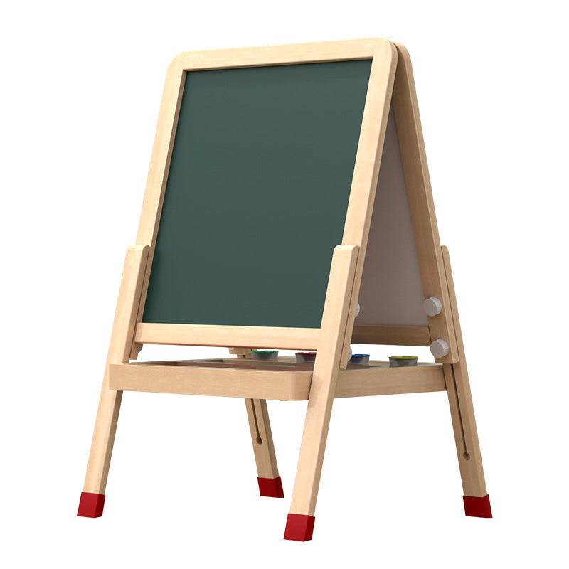 Montessori Kinderstaffelei aus Holz mit höhenverstellbarer Kreidetafel & magnetischem Whiteboard für Kinder