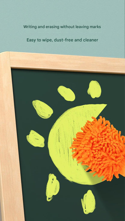 Montessori Kinderstaffelei aus Holz mit höhenverstellbarer Kreidetafel & magnetischem Whiteboard für Kinder