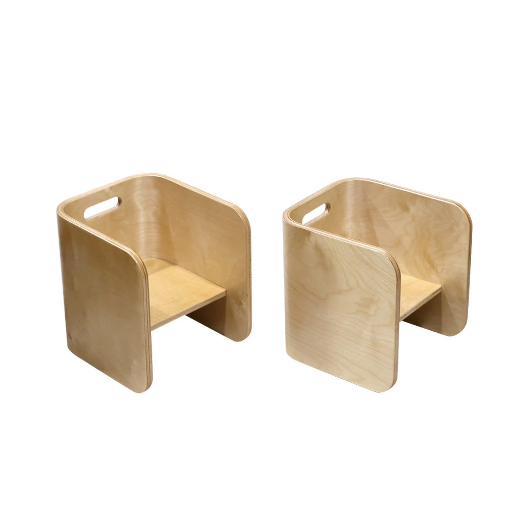 Montessori Kinderstuhl Holz 3in1 Multifunktion Sitzhocker Tisch für Kinder