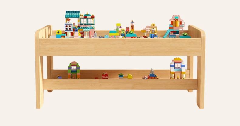 lego tisch mit aufbewahrung Montessori Kinder Spieltisch Holz mit Stauraum und Stühlen – Bautisch Lego kompatibel Kindertisch Spieltisch für Kinder ab 3 Jahre Aktivitätstisch Lernspielzeug – Montessori Lernwelt
