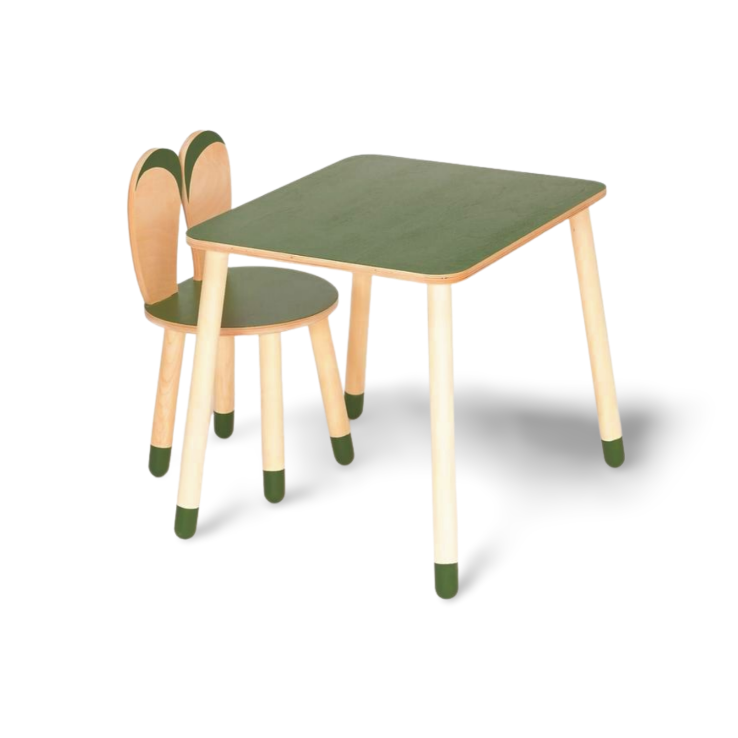 Montessori kinder tafel & stoel set van hout – konijn ontwerp