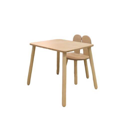 Montessori kinder tafel & stoel set van hout – konijn ontwerp
