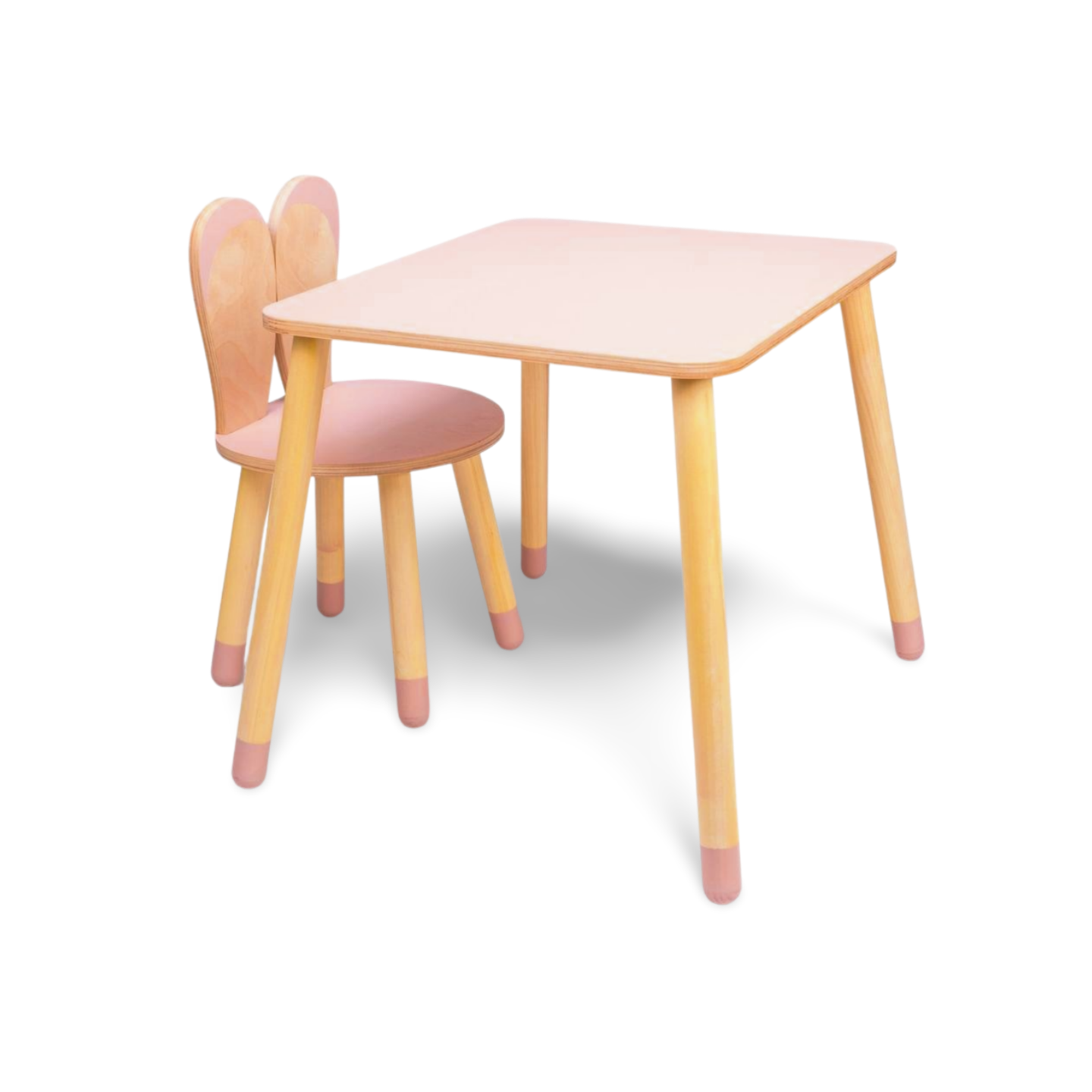 Montessori kinder tafel & stoel set van hout – konijn ontwerp
