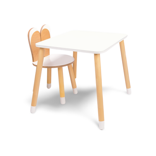 Montessori kinder tafel & stoel set van hout – konijn ontwerp