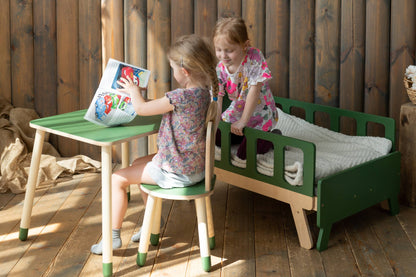Montessori kinder tafel & stoel set van hout – konijn ontwerp