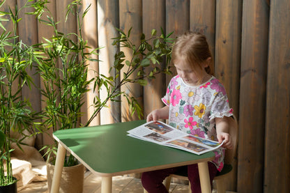 Montessori kinder tafel & stoel set van hout – konijn ontwerp