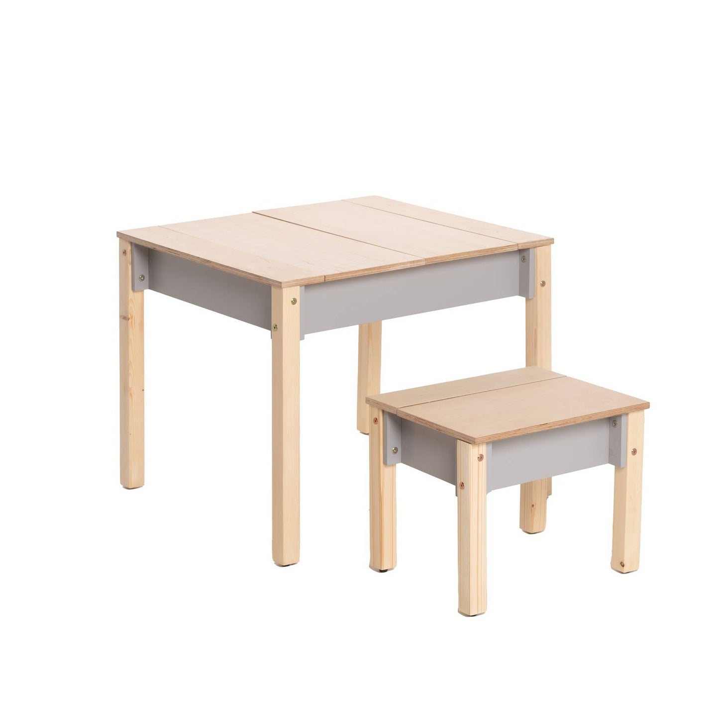 Montessori Kindertisch mit Stauraum & Hocker – Holz Schreibtisch Set für Kinder
