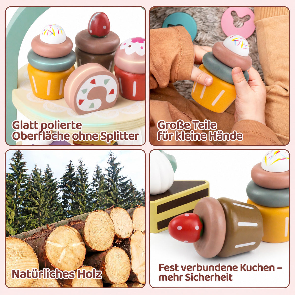 Montessori inspiriertes Kuchen Spielzeug aus Holz