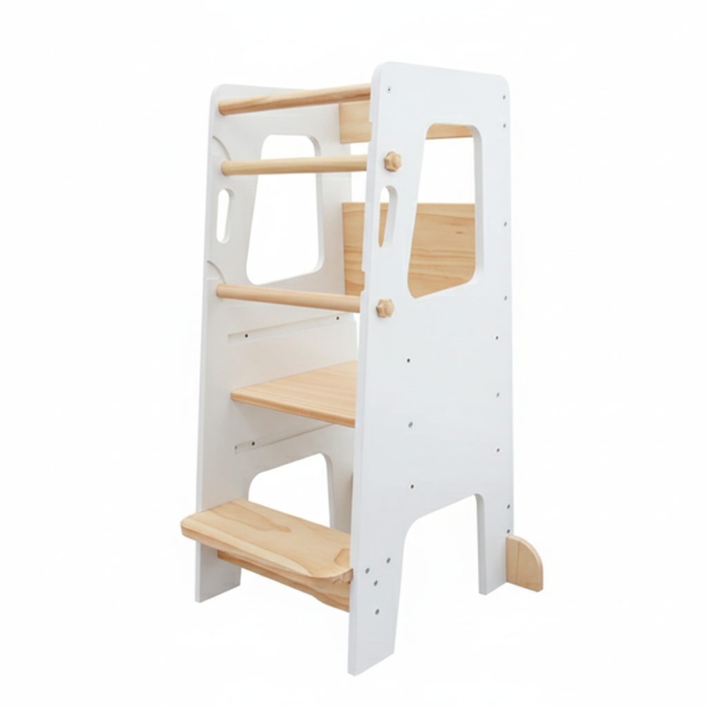 Torre de aprendizaje Montessori: torre de aprendizaje de madera de altura regulable
