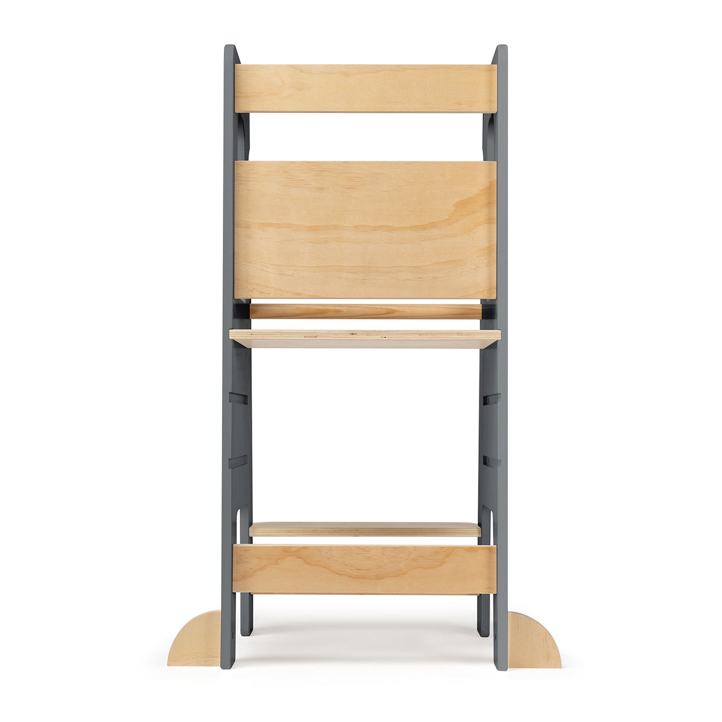 Montessori Lernturm Massivholz Klassik – Grau