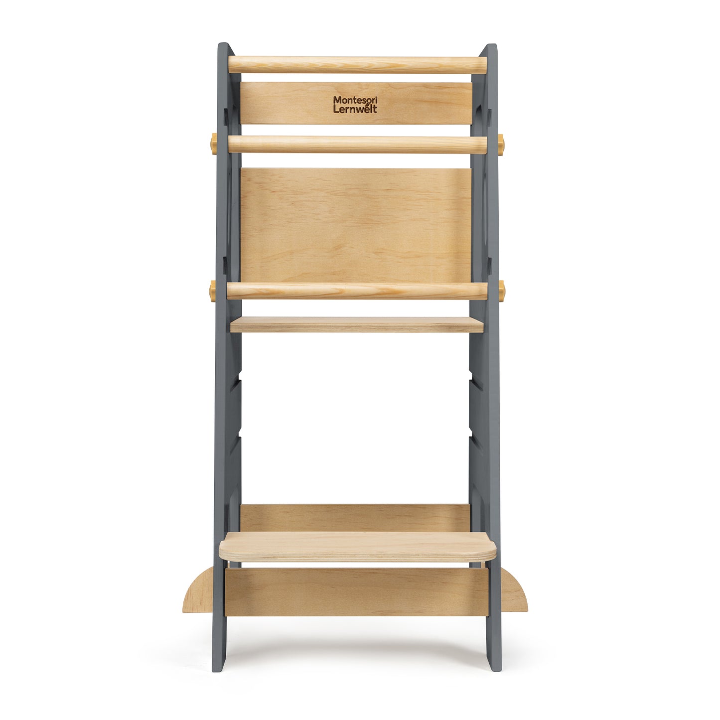 Montessori Lernturm Massivholz Klassik – Grau