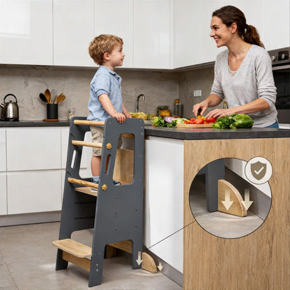 Montessori Lernturm für gemeinsames Kochen mit Eltern