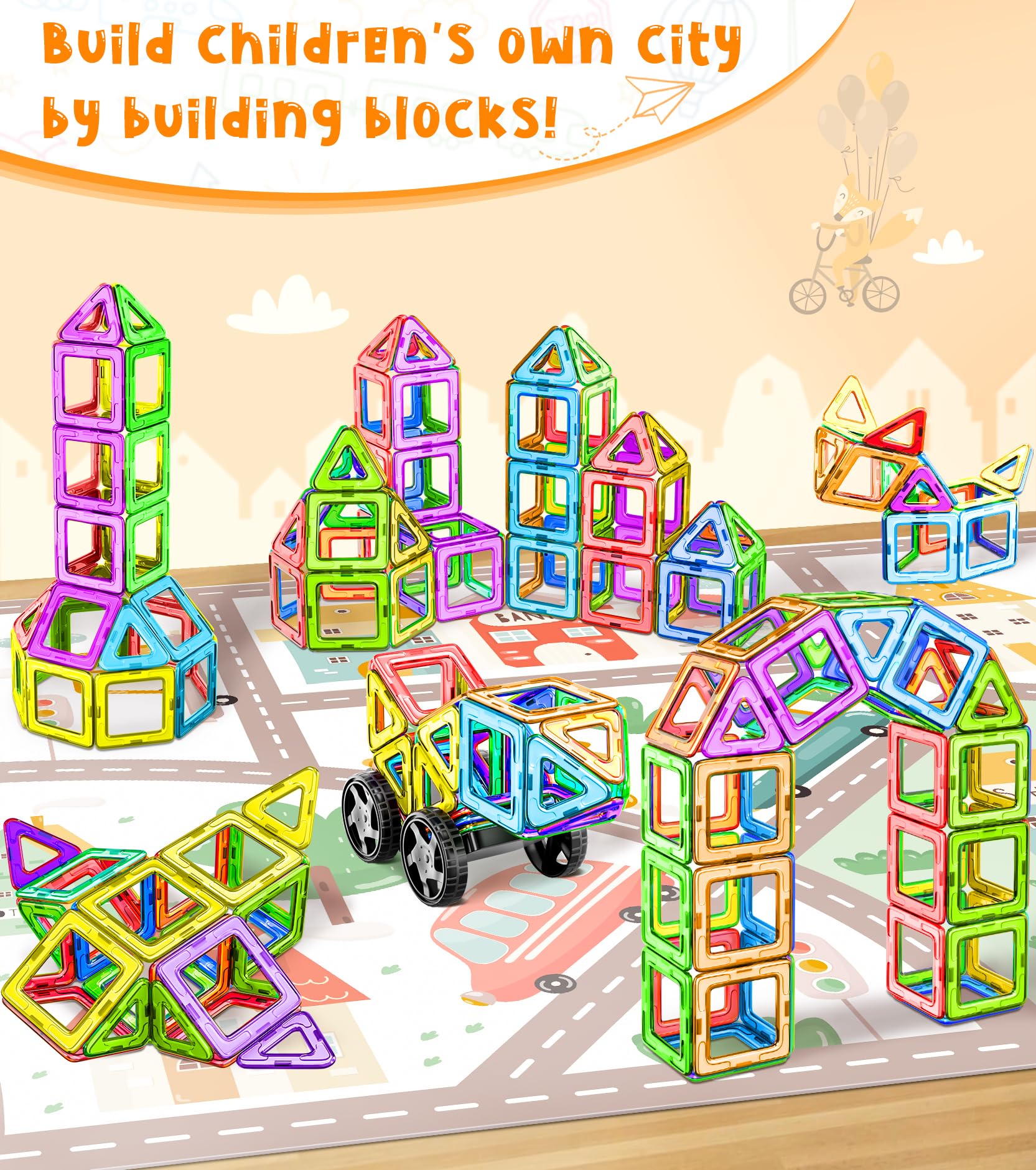 MontessoriLernwelt magnetische Bausteine Set für Kinder ab 3 Jahren