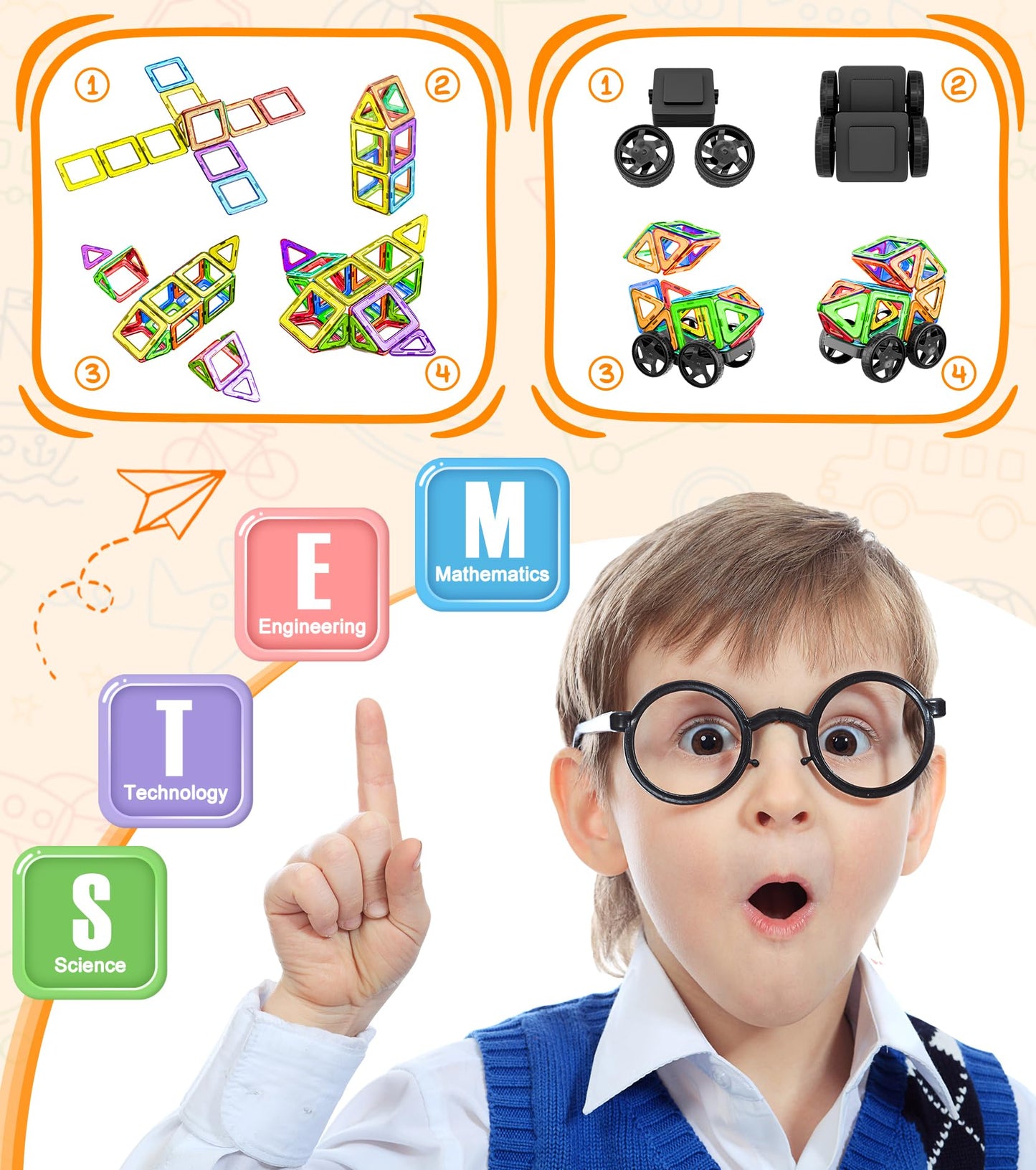 MontessoriLernwelt magnetische Bausteine Set für Kinder ab 3 Jahren