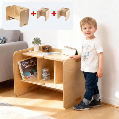 Conjunto de mesa y sillas Montessori de madera
