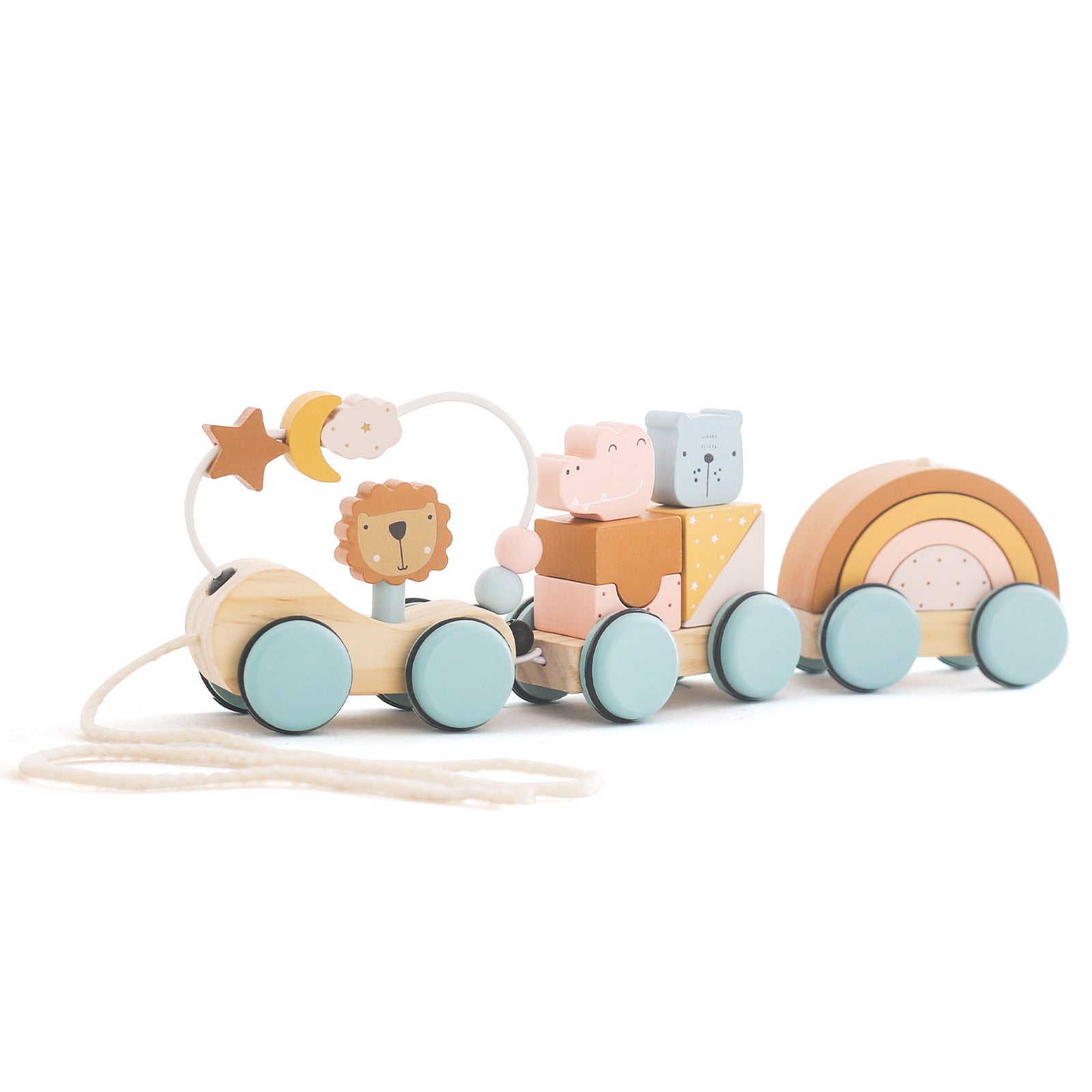 Montessori Holz Zug mit Tierfiguren und Bausteinen – Lernspielzeug für Kinder