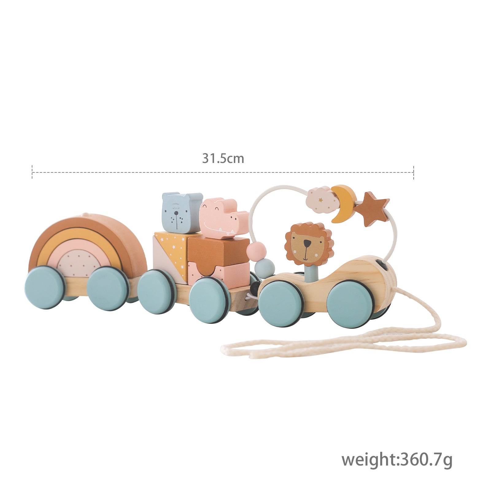 Montessori Holz Zug mit Tierfiguren und Bausteinen – Lernspielzeug für Kinder