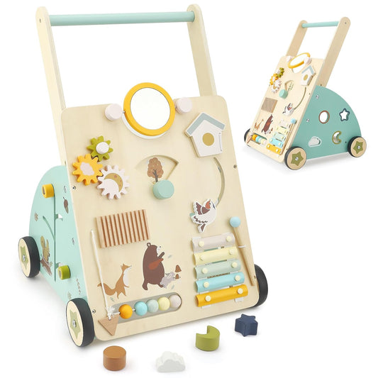 Montessori Schiebewagen aus Holz – 6-in-1 Spielzeug mit Spielelementen