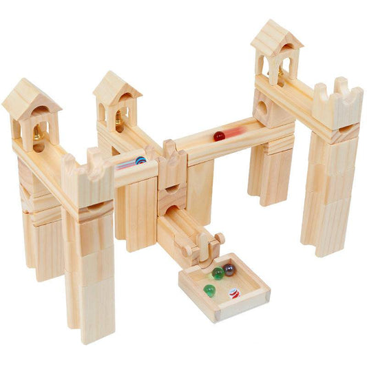 MontessoriLernwelt Murmelbahn Holz – Montessori Kugelbahn Bauset aus Naturholz für Kinder