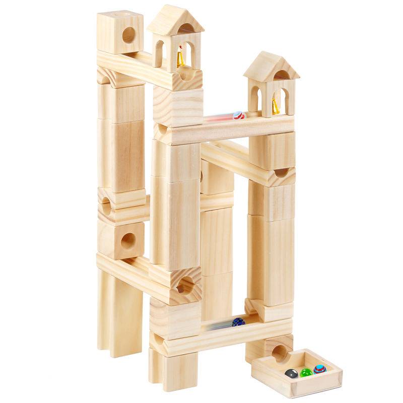 MontessoriLernwelt Murmelbahn Holz – Montessori Kugelbahn Bauset aus Naturholz für Kinder