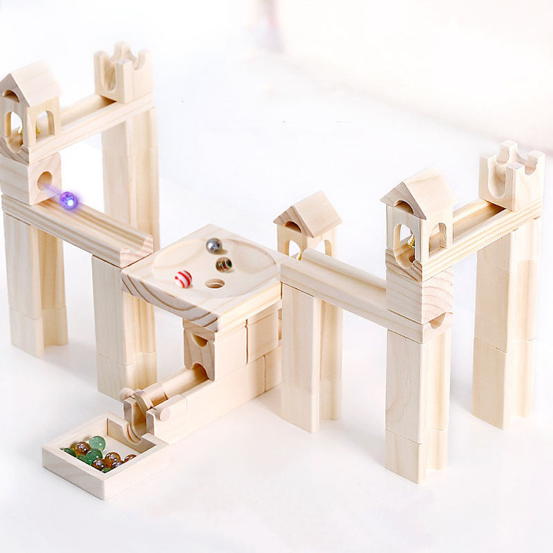 MontessoriLernwelt Murmelbahn Holz – Montessori Kugelbahn Bauset aus Naturholz für Kinder