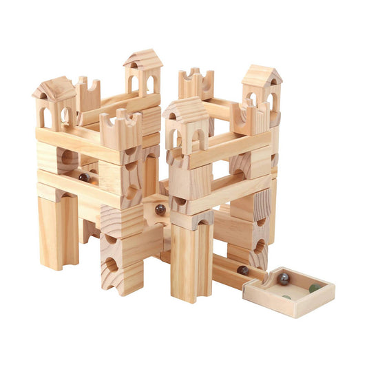 MontessoriLernwelt Murmelbahn Holz – Montessori Kugelbahn Bauset aus Naturholz für Kinder