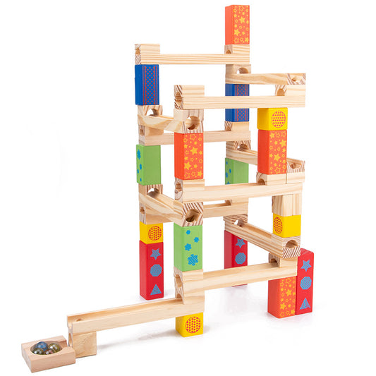 MontessoriLernwelt Murmelbahn Holz – Montessori Kugelbahn visuelles Lernspielzeug für Kinder