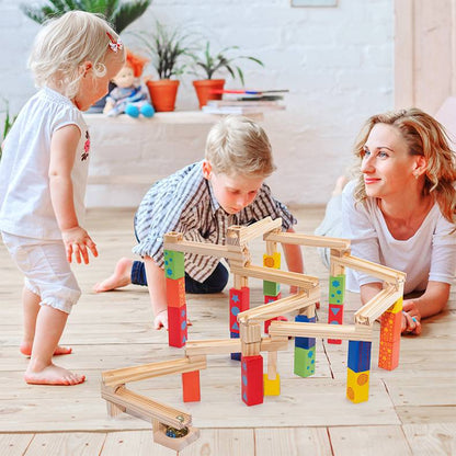 MontessoriLernwelt Murmelbahn Holz – Montessori Kugelbahn visuelles Lernspielzeug für Kinder