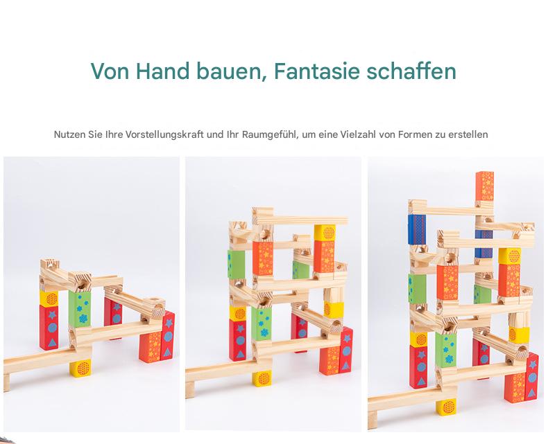 MontessoriLernwelt Murmelbahn Holz – Montessori Kugelbahn visuelles Lernspielzeug für Kinder