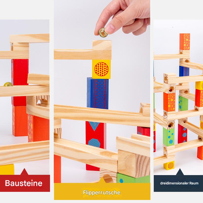 MontessoriLernwelt Murmelbahn Holz – Montessori Kugelbahn visuelles Lernspielzeug für Kinder