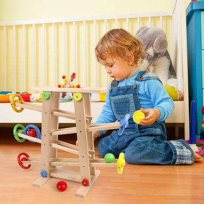 Montessori Kugelbahn Buche – 7 Rollobjekte (Klassik)