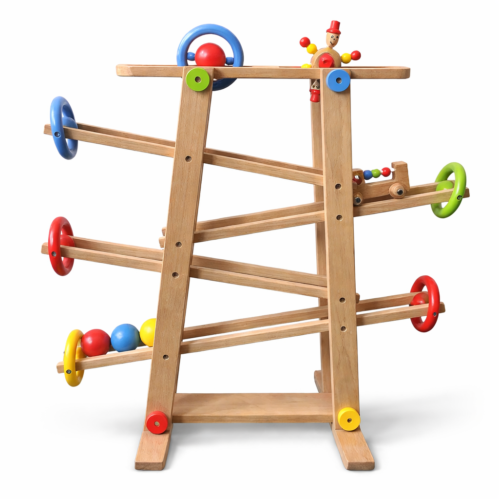 MontessoriLernwelt Kugelbahn aus Buchenholz – Lernspielzeug für Kinder ab 2 Jahren