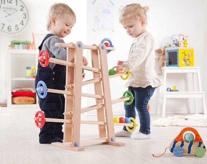 MontessoriLernwelt Kugelbahn aus Buchenholz – Lernspielzeug für Kinder ab 2 Jahren