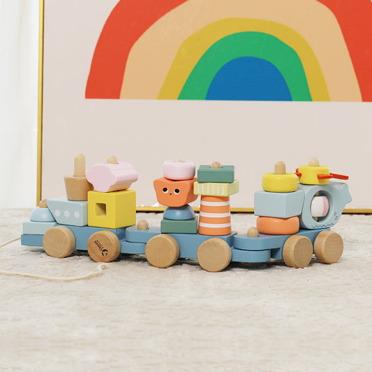 Montessori Holz Zug – Stapelbares Spielzeug für Kleinkinder