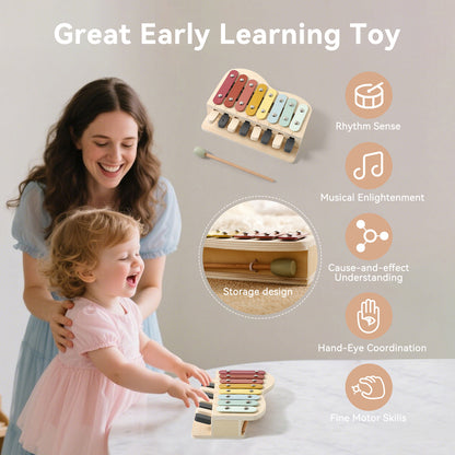 Holz Xylophon und Klavier für Kinder – Montessori Musikspielzeug ab 1 Jahr