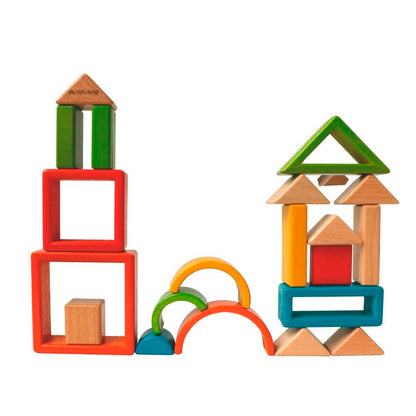 MontessoriLernwelt Kreatives Holzbausteine Regenbogen Konstruktionsspielzeug