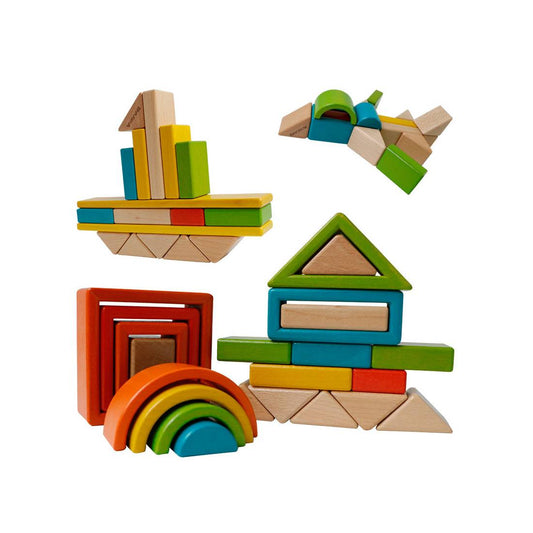 MontessoriLernwelt Holzbausteine Regenbogen Lernspielzeug für Kinder