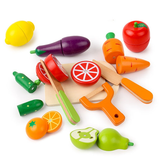 Montessori Holz Schneideset – Obst & Gemüse Spielküche ab 3 Jahren