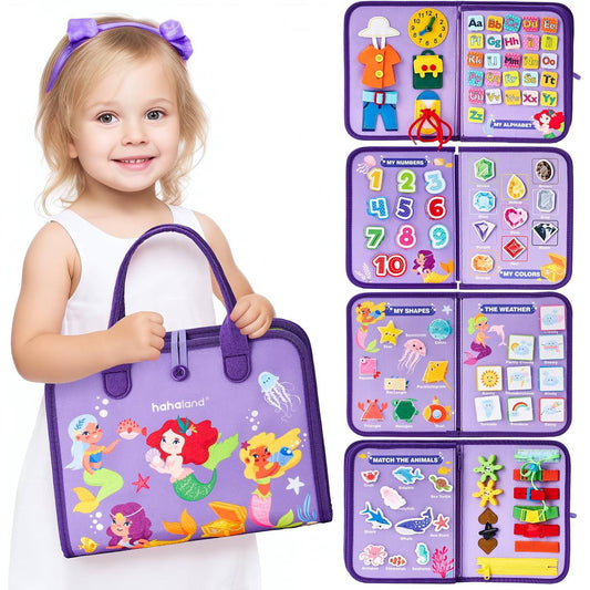 MontessoriLernwelt Busy Board / Busy Book – 8-in-1 Montessori Lernspiel für Vorschulkinder, Reise & Auto, Geschenk ab 2–4/3 Jahre