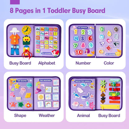 MontessoriLernwelt Busy Board / Busy Book – 8-in-1 Montessori Lernspiel für Vorschulkinder, Reise & Auto, Geschenk ab 2–4/3 Jahre