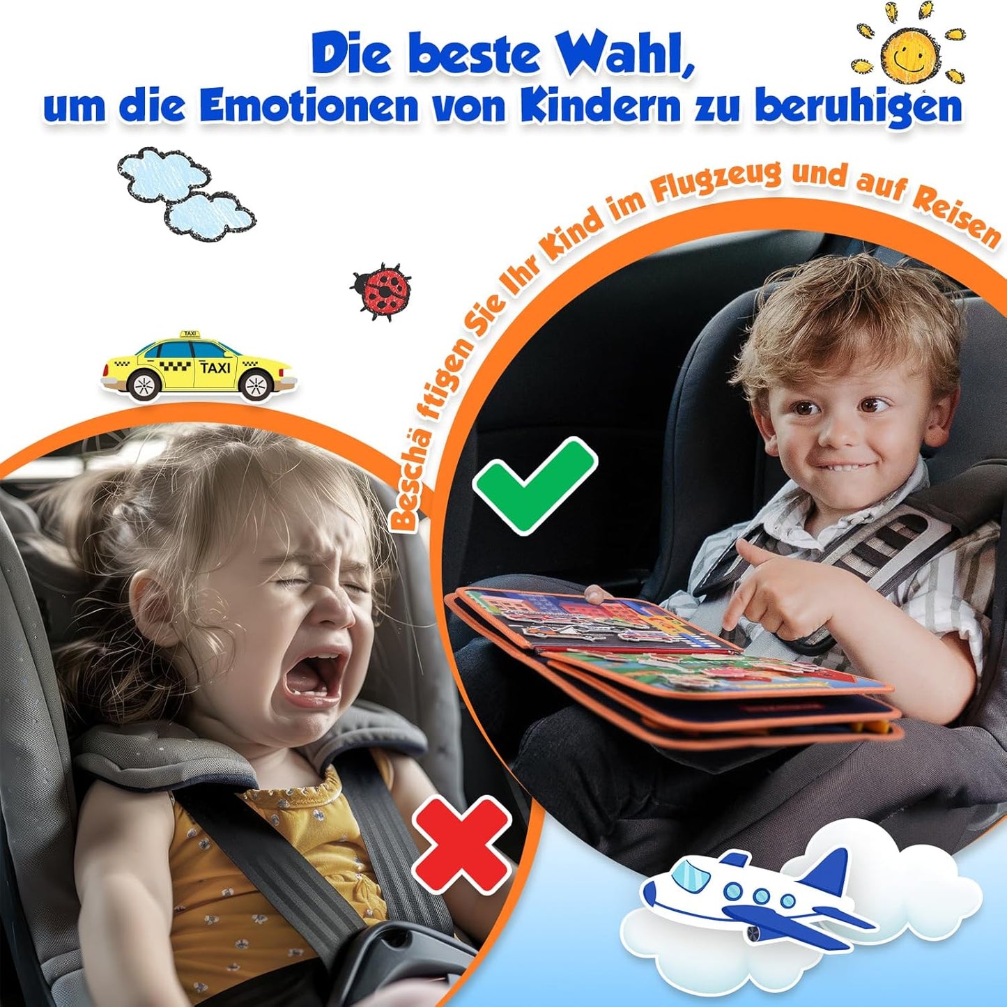 MontessoriLernwelt Busy Board Quiet Book – Montessori Beschäftigungsbuch ab 1 Jahr, Reisespiel für Kleinkinder