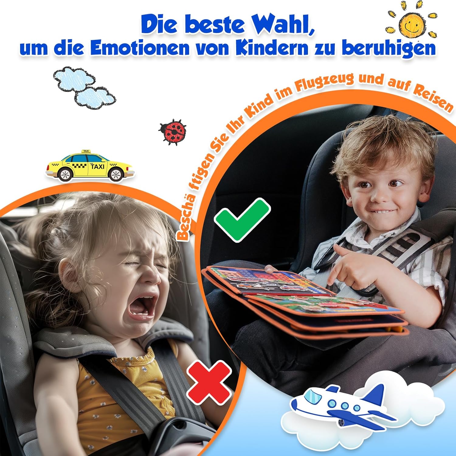 MontessoriLernwelt Busy Board Quiet Book – Montessori Beschäftigungsbuch ab 1 Jahr, Reisespiel für Kleinkinder