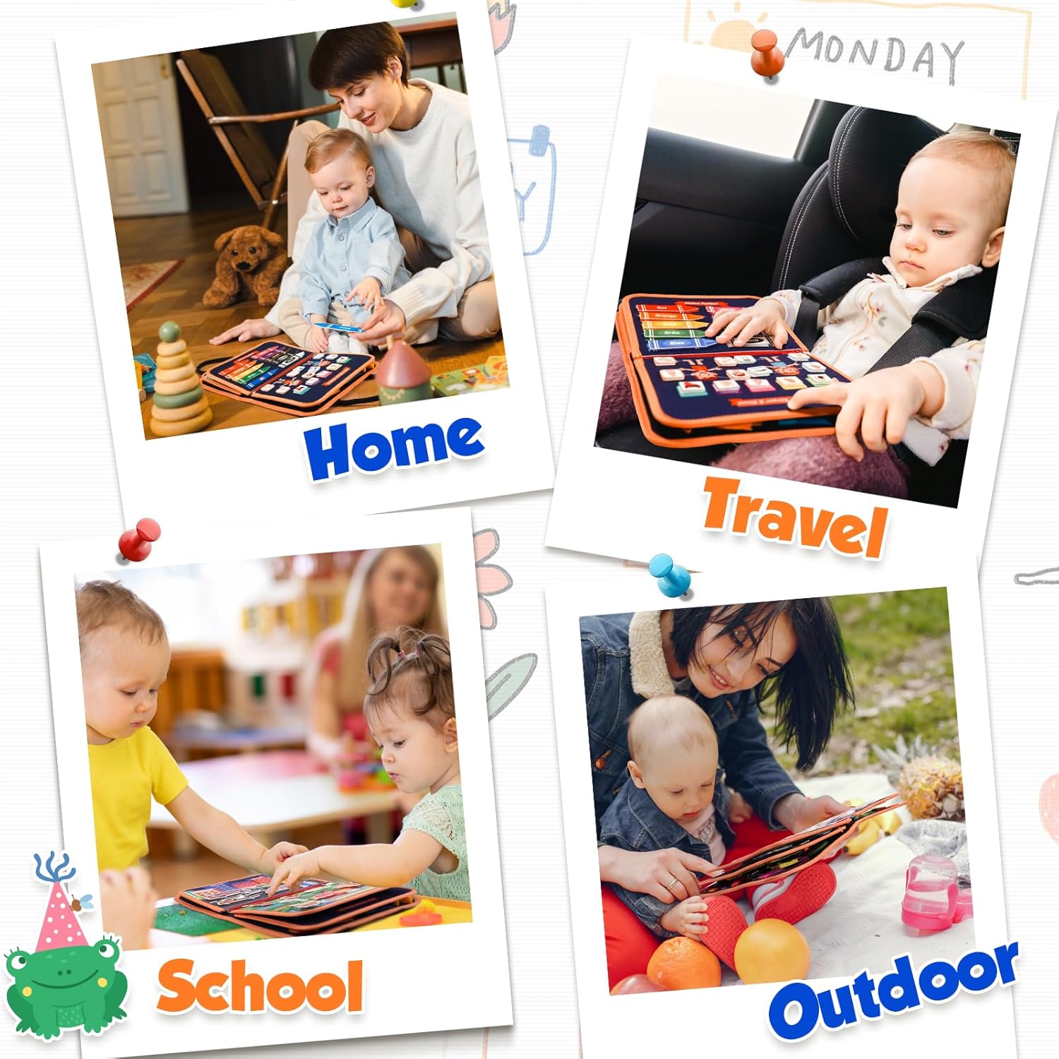 MontessoriLernwelt Busy Board Quiet Book – Montessori Beschäftigungsbuch ab 1 Jahr, Reisespiel für Kleinkinder
